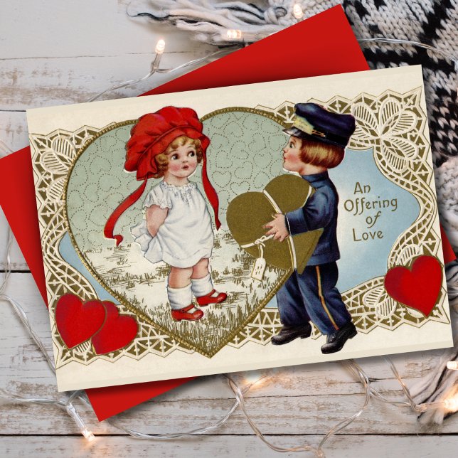 1920s Offering of Love Vintage Custom Valentine Holiday Card (1920s Offering of Love Vintage Custom Valentine Holiday Card. Add your name and a special message!)