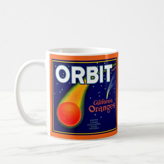 1920s Orbit Oranges fruit crate label print Coffee Mug (Left)