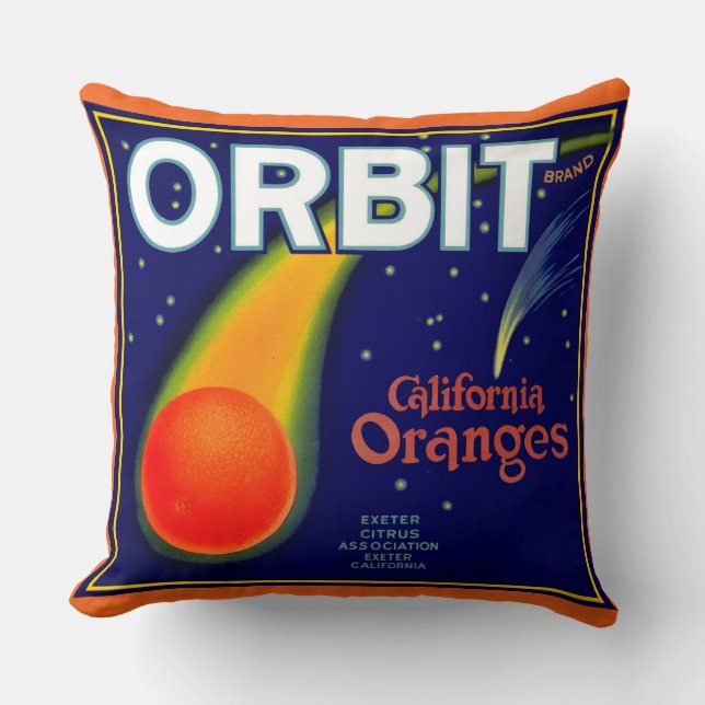 1920s Orbit Oranges fruit crate label print Cushion (Front)