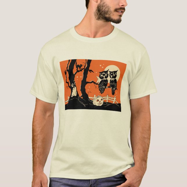1920s Owls in Tree Bridge Tally T-Shirt (Front)
