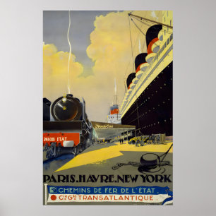 1920s Paris Havre New York - Vintage Style Poster