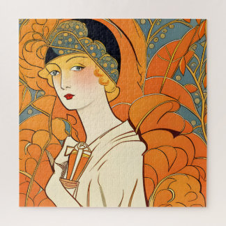1920s Parisian Woman With Orange Flowers Puzzle