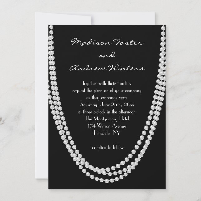 1920's Pearl Wedding Invitation (Front)