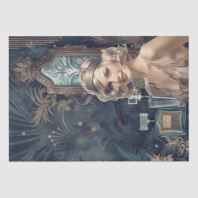 1920's Perfume Flapper Girl Art Deco Tissue Paper (Front)