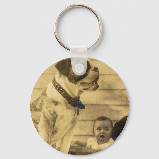 1920s pitbull guards baby key ring (Front)