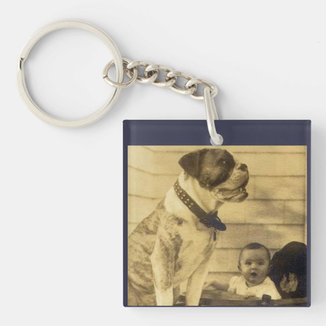 1920s pitbull guards baby key ring (Front)