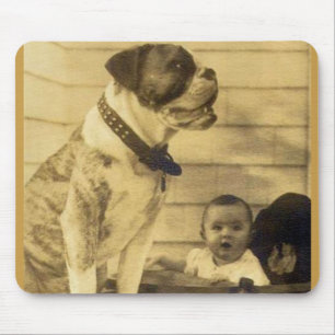 1920s pitbull guards baby mouse pad