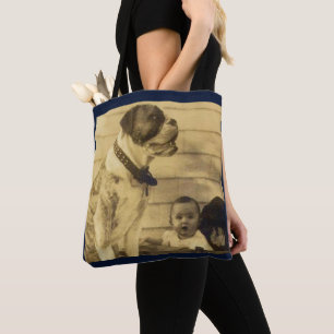 1920s pitbull guards baby tote bag