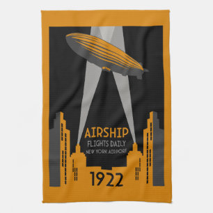 1920's Retro Airship Travel Tea Towel