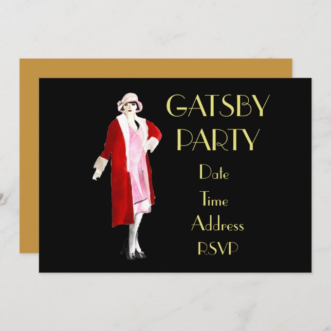 1920s Roaring twenties flapper party Invitation (Front/Back)