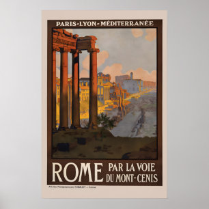1920s Roman Forum at Dawn Vintage Style Italian Poster