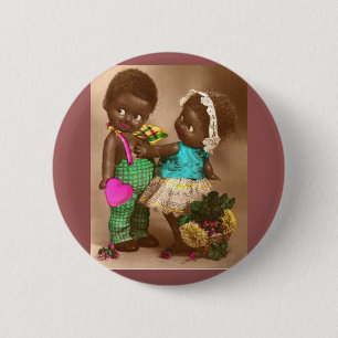 1920s RPPC adorable black dolls in love 6 Cm Round Badge