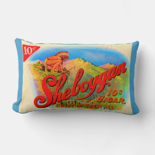 1920s Sheboygan cigar label print Lumbar Cushion