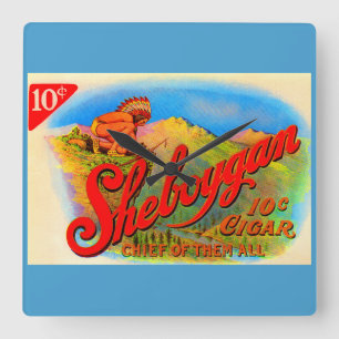 1920s Sheboygan cigar label Square Wall Clock