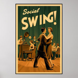 1920's Social Swing Dance Vintage Poster