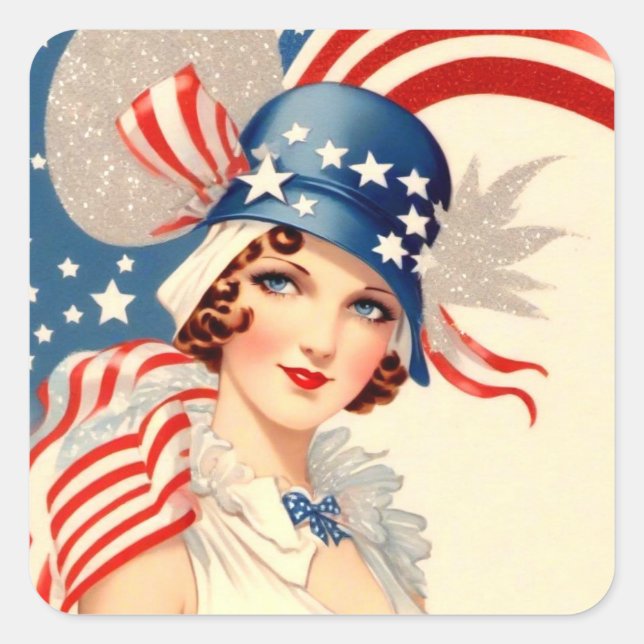 1920s Style 4th of July Patriotic Sticker (Front)