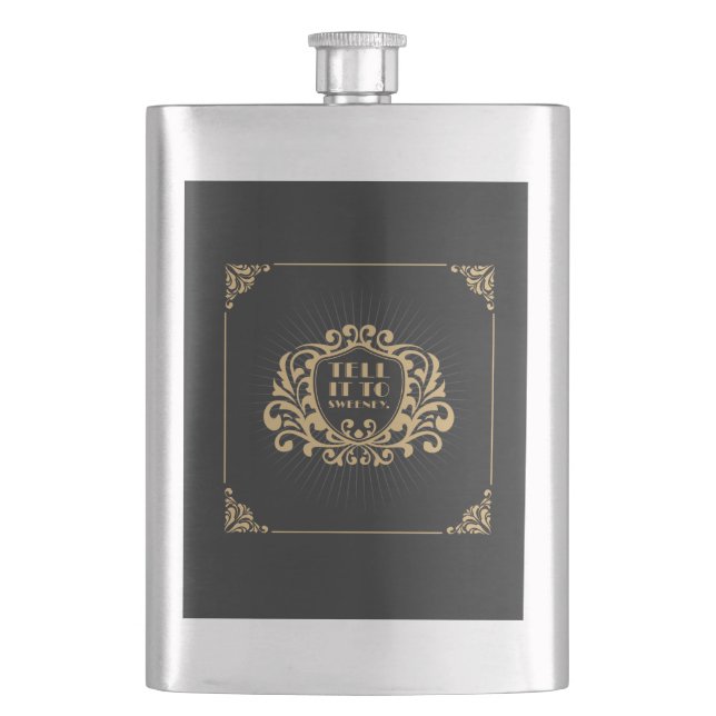 1920s Tell It To Sweeney Art Deco Flapper Slang Hip Flask (Front)