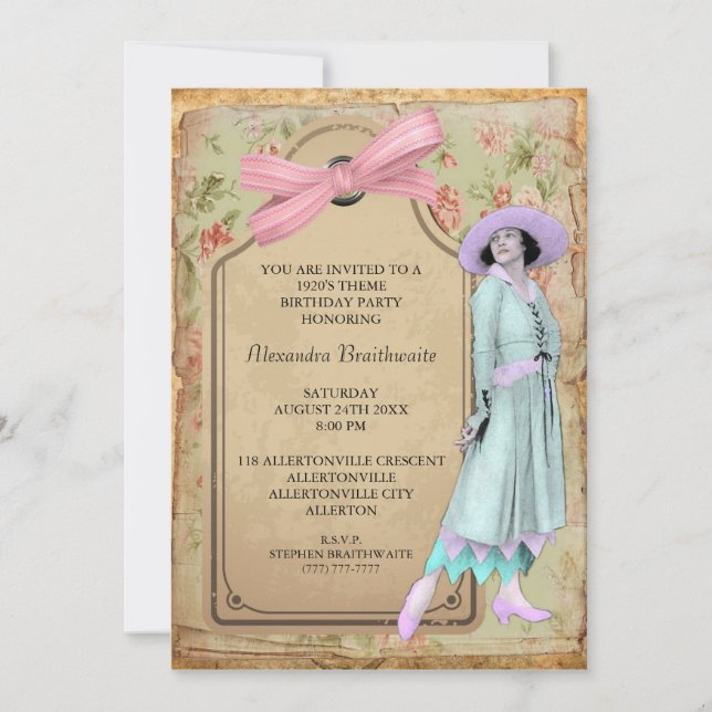 1920's Theme Birthday Party Invitation (Front)