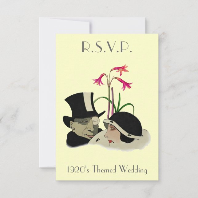 1920's Themed Wedding R.S.V.P. Cards (Front)