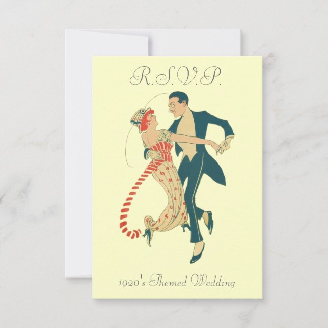 1920's Themed Wedding R.S.V.P. Cards (Front)