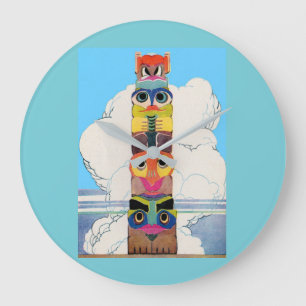 1920s totem pole large clock