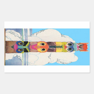 1920s totem pole rectangular sticker