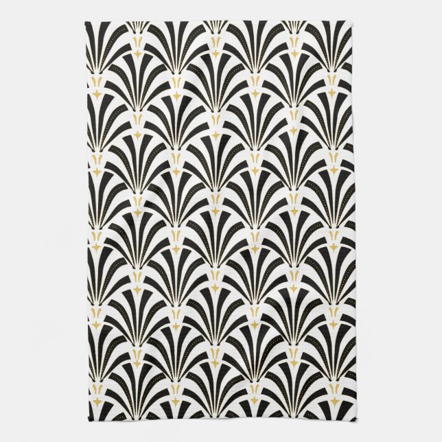 1920s Vintage Art Deco Fans Tea Towel (Vertical)