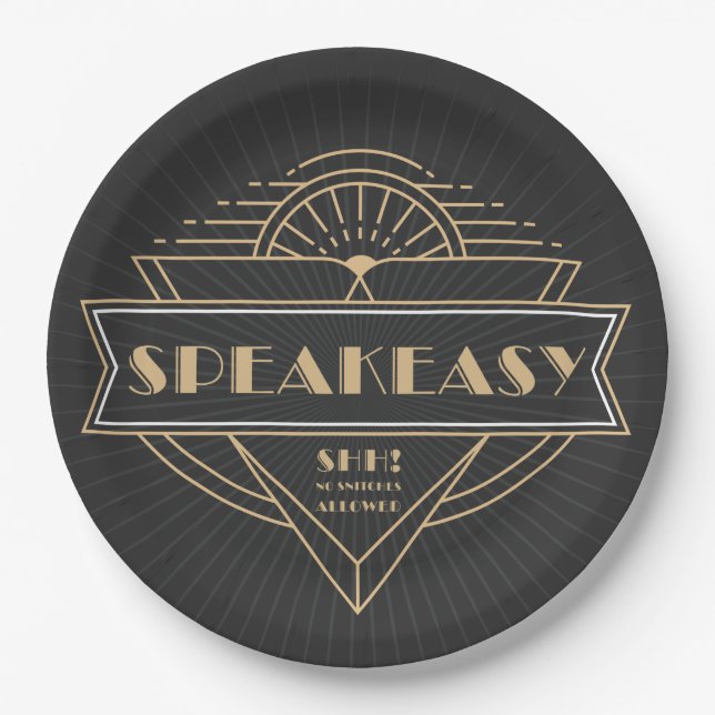 1920s Vintage Art Deco Flapper Speakeasy Party Paper Plate (Front)