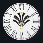 1920s Vintage Art Deco Palmetto Large Clock<br><div class="desc">Vintage 1920s art deco style clock featuring a palmetto fan with black numerals round clock.</div>