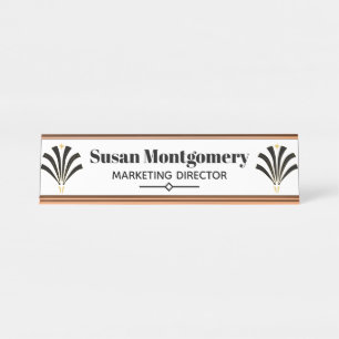 1920s Vintage Art Deco Palmettos Personalised Desk Name Plate