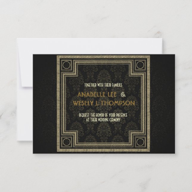 1920s Vintage Art Deco Wedding Invitation (Front)