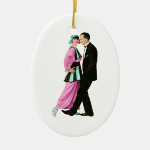 1920's Vintage Dancing Couple Ceramic Ornament