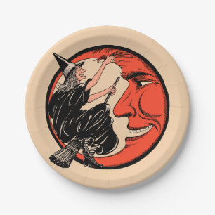 1920s Vintage Halloween Witch Paper Plate