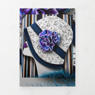1920s Vintage Lady in Elegant White Hat Greeting Tri-Fold Card