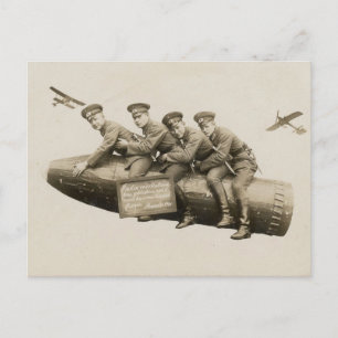 1920s Vintage Soldiers Funny Postcard