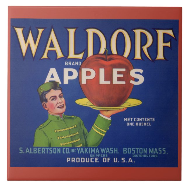 1920s Waldorf Apples crate label Ceramic Tile (Front)