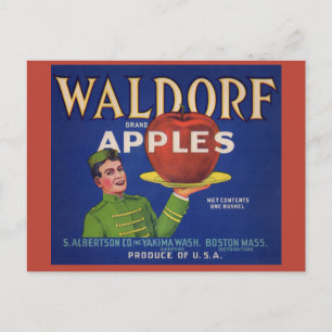 1920s Waldorf Apples crate label Postcard