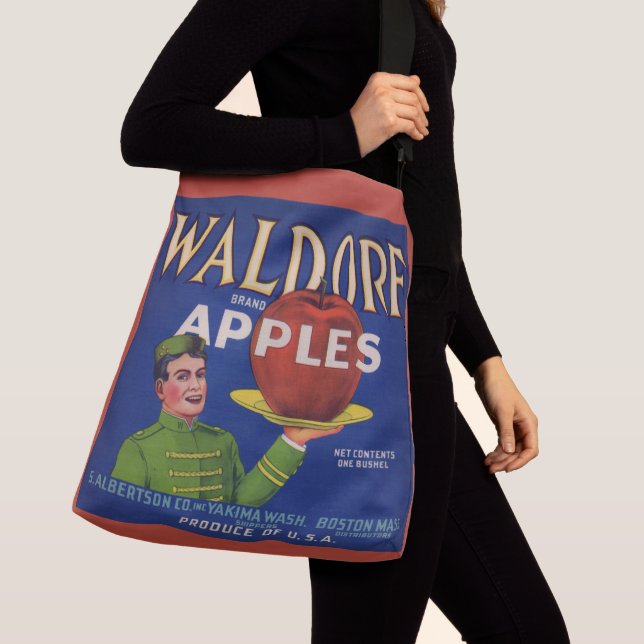 1920s Waldorf Apples crate label print Crossbody Bag (Close Up)