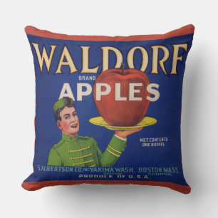 1920s Waldorf Apples crate label print Cushion