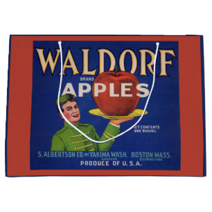 1920s Waldorf Apples crate label print Large Gift Bag