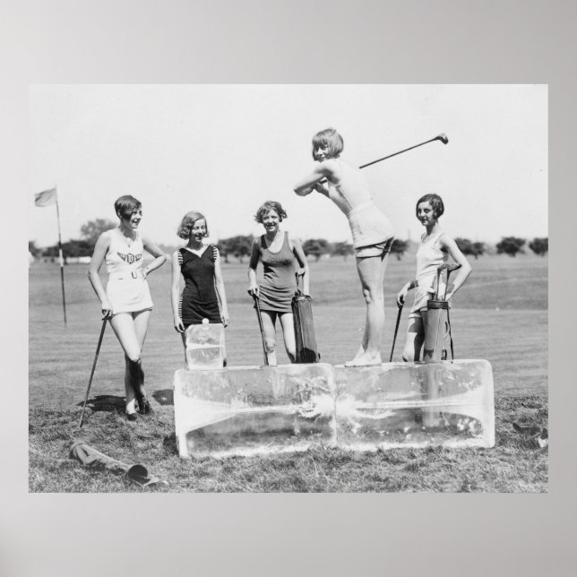 1920's Women's Golf Tee Off On ICE Poster (Front)
