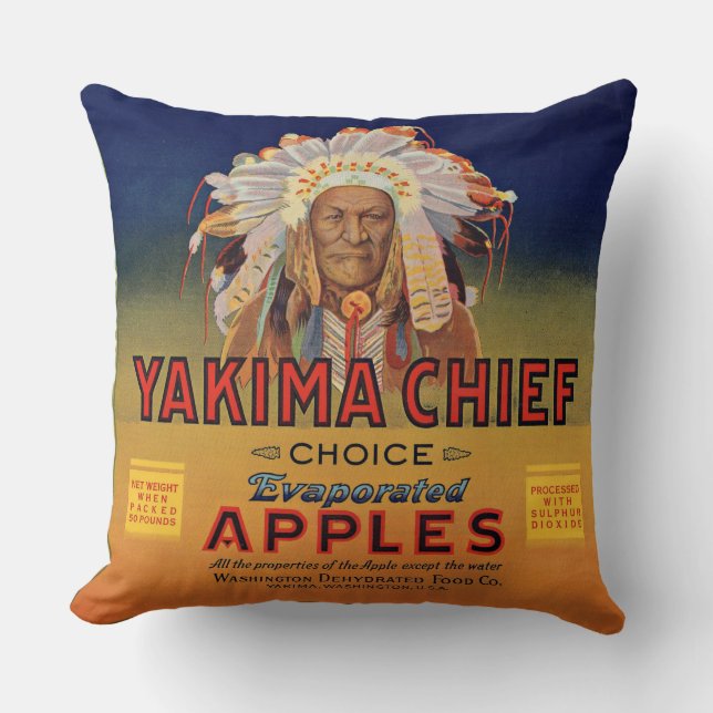 1920s Yakima Chief Evaporated Apples label print Cushion (Front)
