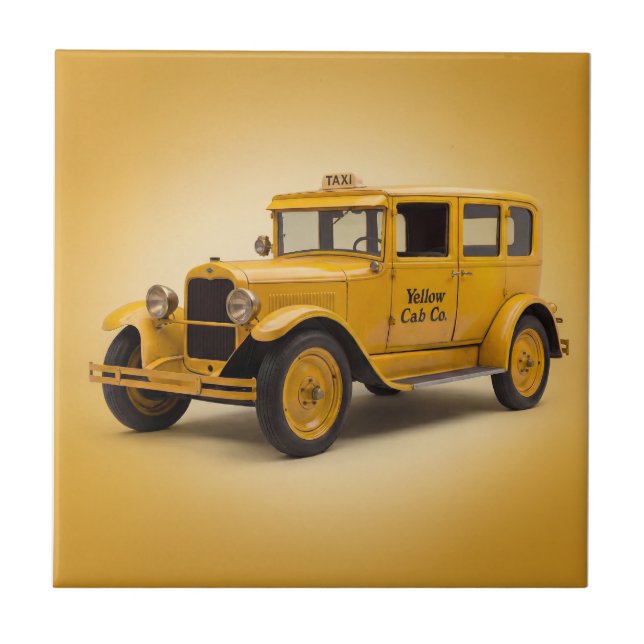 1920's Yellow Cab On Yellow Background Ceramic Tile (Front)
