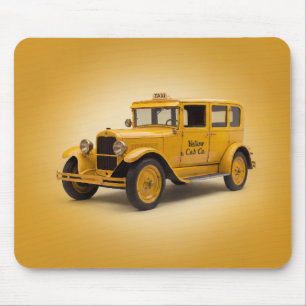 1920's Yellow Cab On Yellow Background Mouse Pad