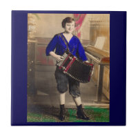 1920s young lady accordionist RPPC