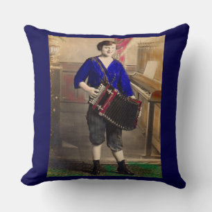 1920s young lady accordionist RPPC print Cushion