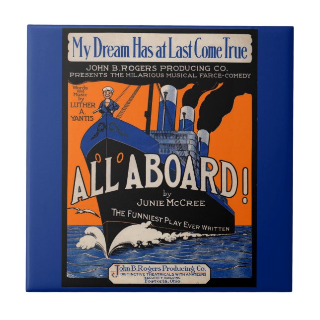 1921 All Aboard sheet music print Ceramic Tile (Front)