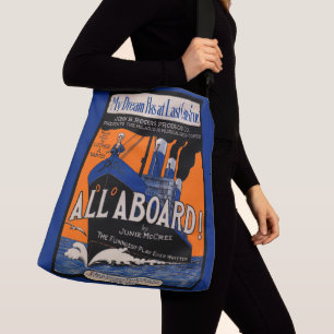 1921 All Aboard sheet music print Crossbody Bag