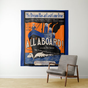 1921 All Aboard sheet music print Tapestry