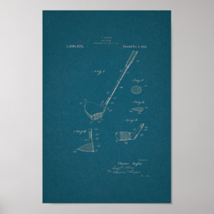 1921 Vintage Golf Club Patent Blueprint Art Print